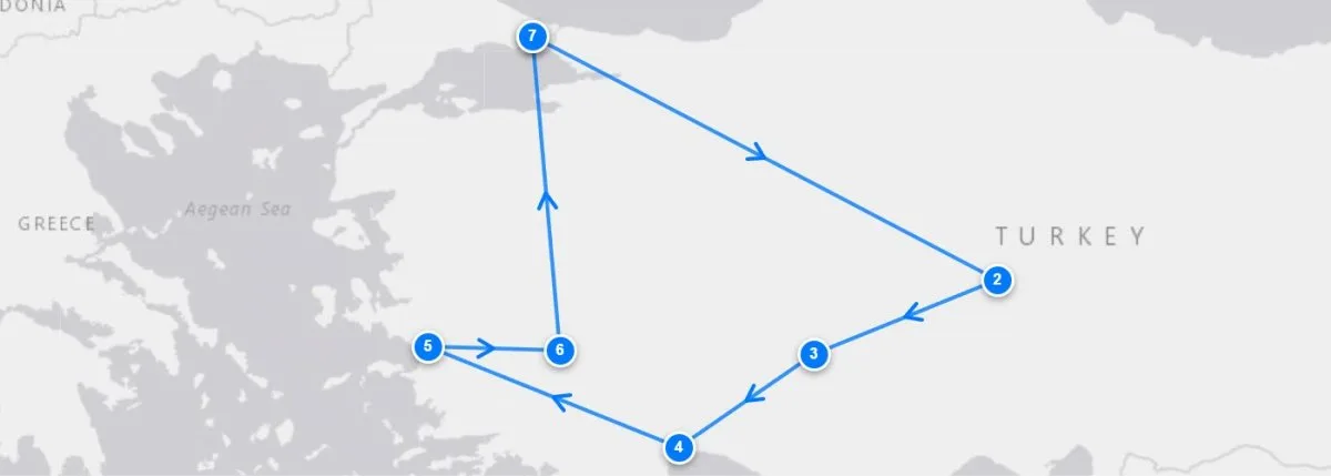 Iconic Beauties Of Turkey route map